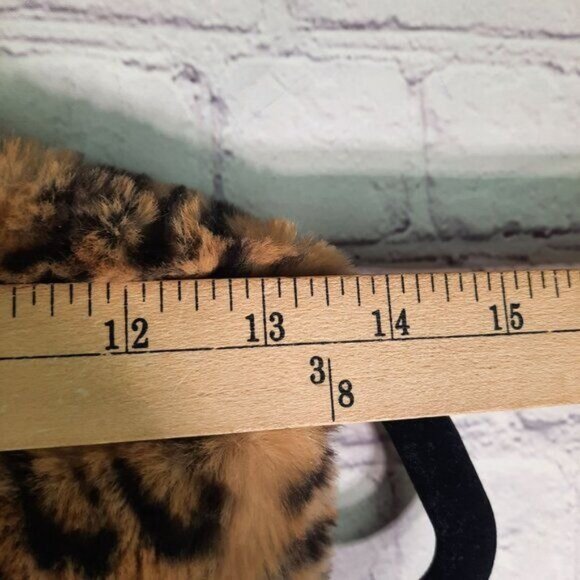 Inc Faux Fur Long Vest Women's Animal Print Leopard Tan Black - Picture 7 of 12